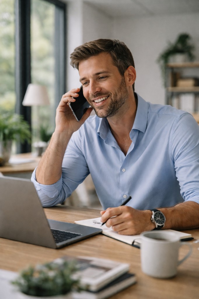 Three people in a meeting shaking hands across a table in a sales conversation